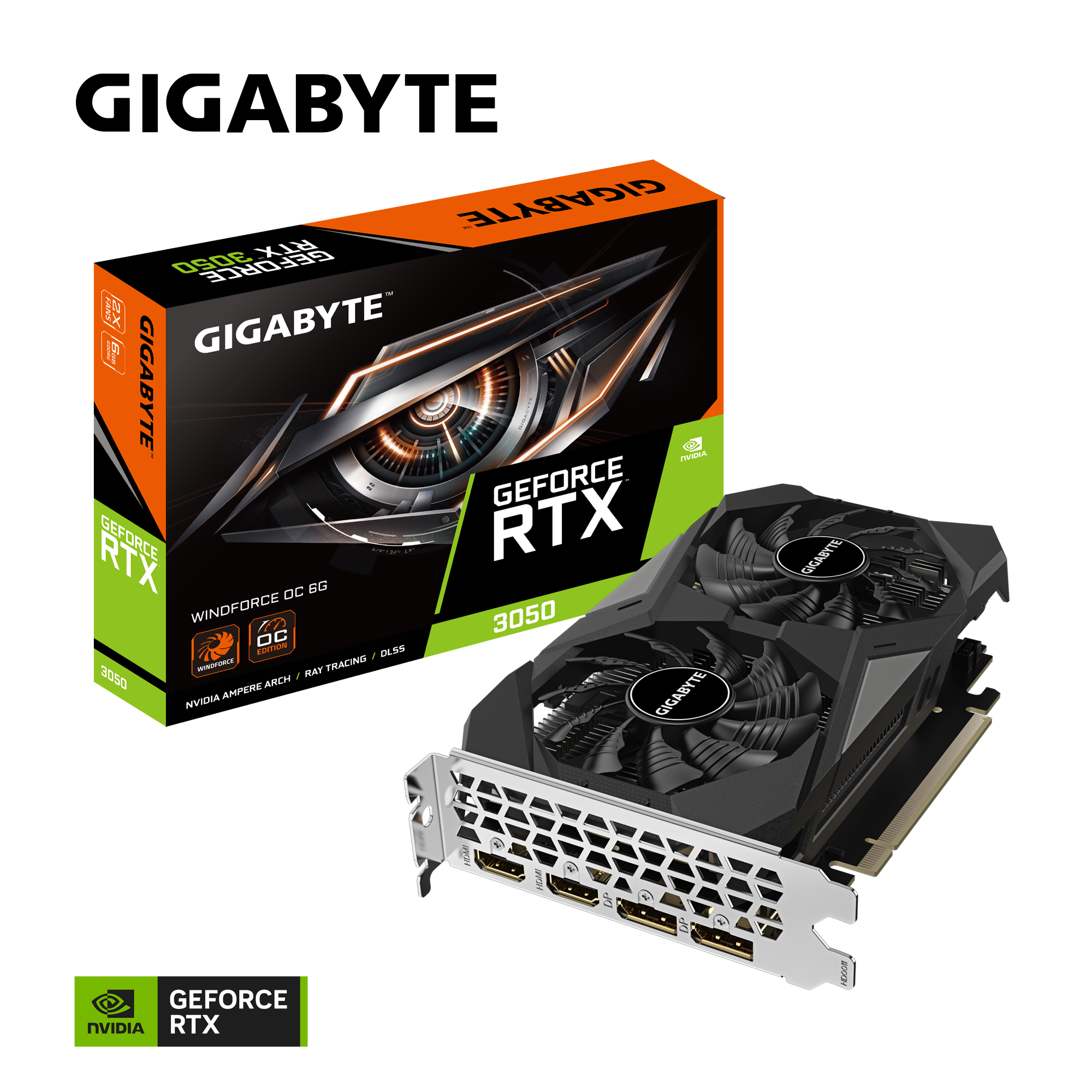 Card màn hình GIGABYTE GeForce RTX 3050 WINDFORCE OC 6G (GV-N3050WF2OCV2-6GD)