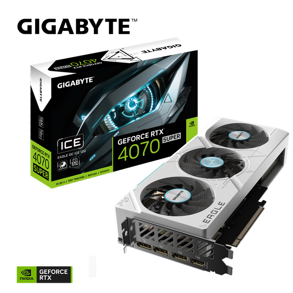 Card màn hình GIGABYTE GeForce RTX 4070 SUPER EAGLE OC ICE 12G (GV-N407SEAGLEOC ICE-12GD)