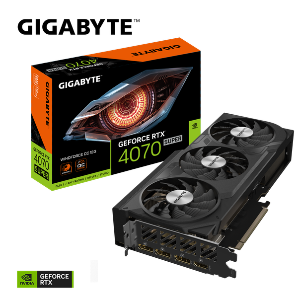 Card màn hình GIGABYTE GeForce RTX 4070 SUPER WINDFORCE OC 12G (GV-N407SWF3OC-12GD)