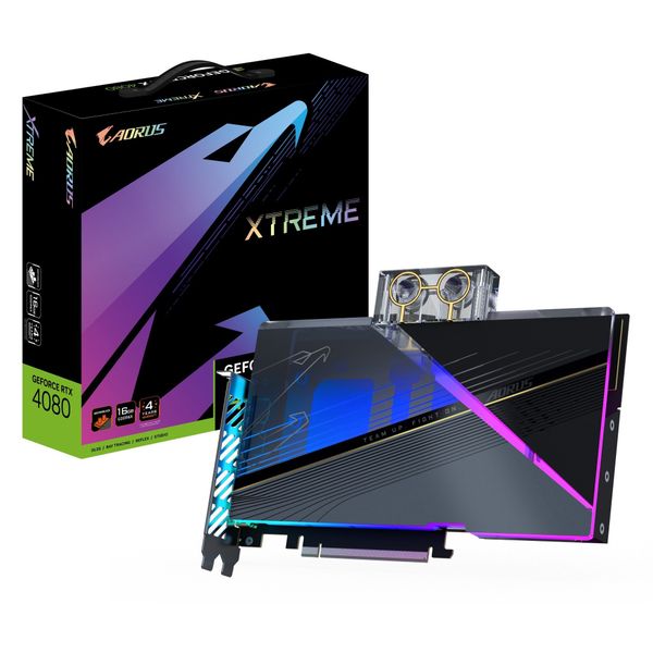 Card màn hình GIGABYTE AORUS GeForce RTX 4080 XTREME WATERFORCE WB 16GB (GV-N4080AORUSX WB-16GD)
