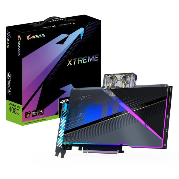  Card màn hình GIGABYTE AORUS GeForce RTX 4080 XTREME WATERFORCE WB 16GB (GV-N4080AORUSX WB-16GD) 