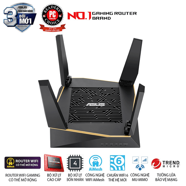 Bộ định tuyến WiFi 6 ASUS RT-AX92U Chuẩn AX6100 - Router WiFi có thể mở rộng