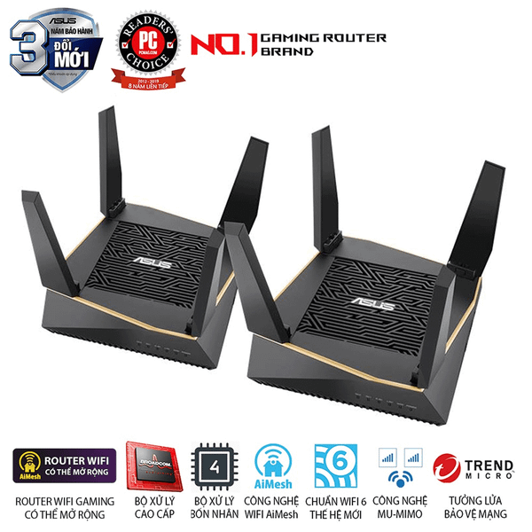 Bộ định tuyến WiFi 6 ASUS RT-AX92U (2PK) Chuẩn AX6100 - Router WiFi có thể mở rộng