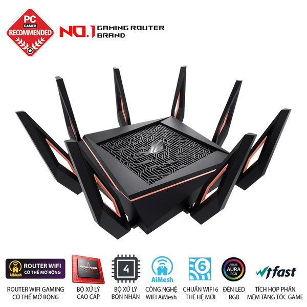 Bộ định tuyến WiFi 6 ROG Rapture GT-AX11000 Chuẩn AX11000 - Router WiFi có thể mở rộng