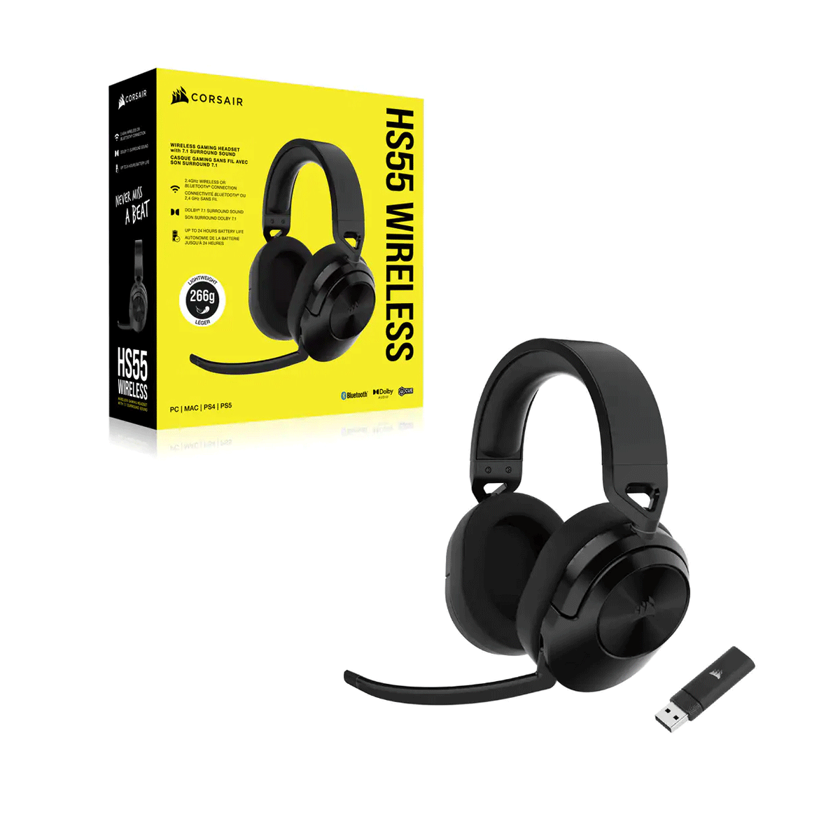 Tai Nghe Corsair Hs55 Wireless Carbon