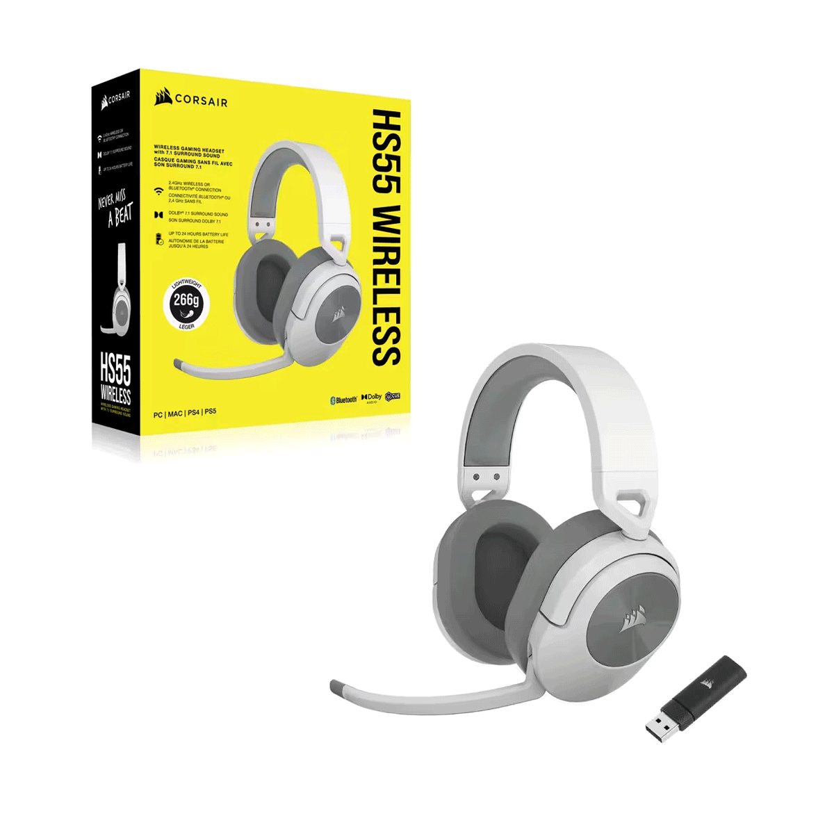 Tai Nghe Corsair Hs55 Wireless White