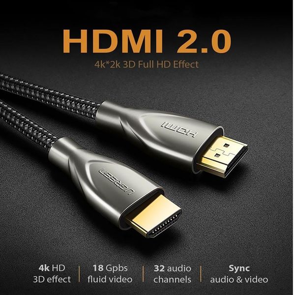  Phụ kiện Cáp UGreen Hdmi 2.0 4K Carbon dài 2m - (HD131 - 50108) 