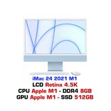  iMac 24 2021 M1 8GPU 8GB 512GB MGPL3SA/A - Blue 