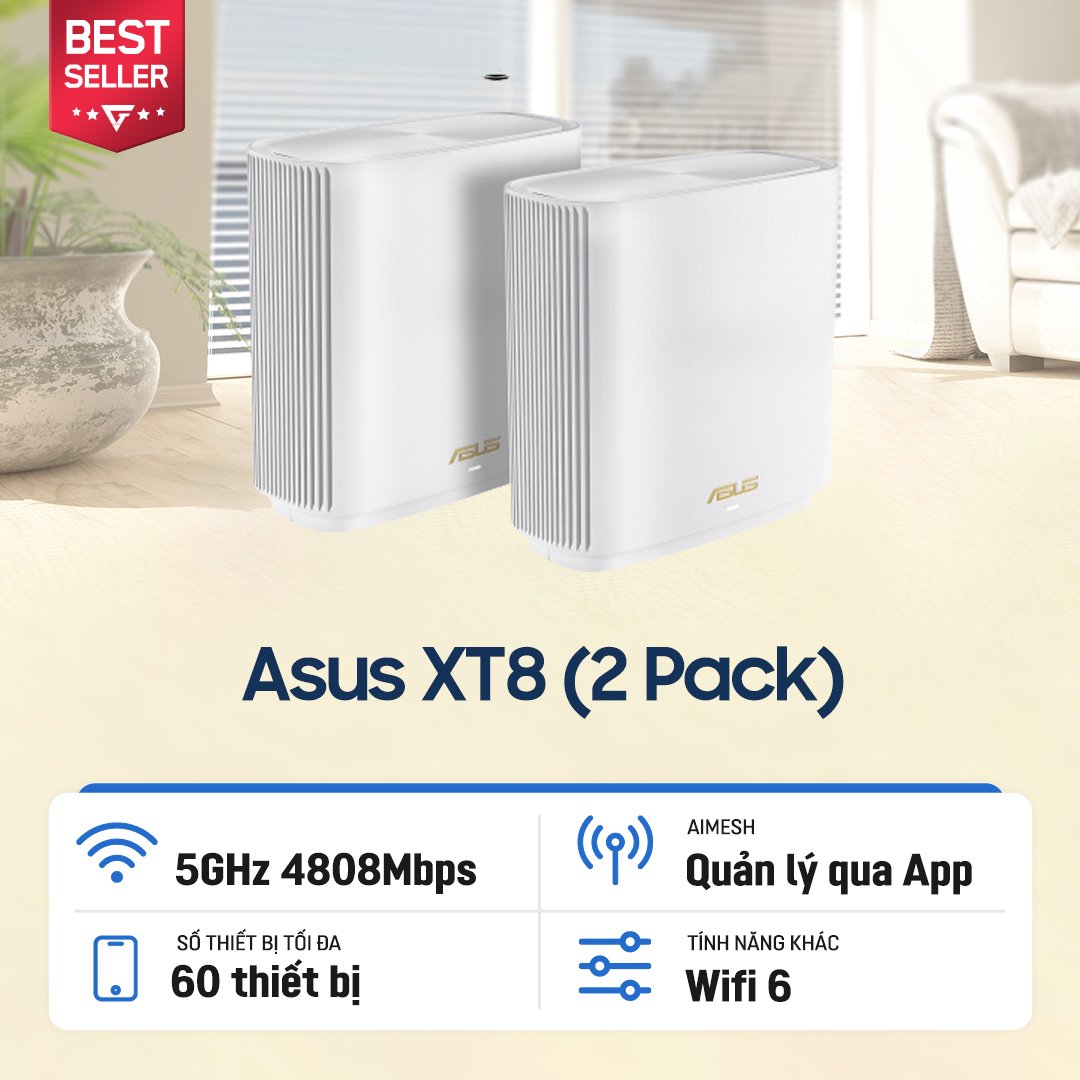 Thiết bị định tuyến mạng không dây Asus XT8 (W-2-PK)