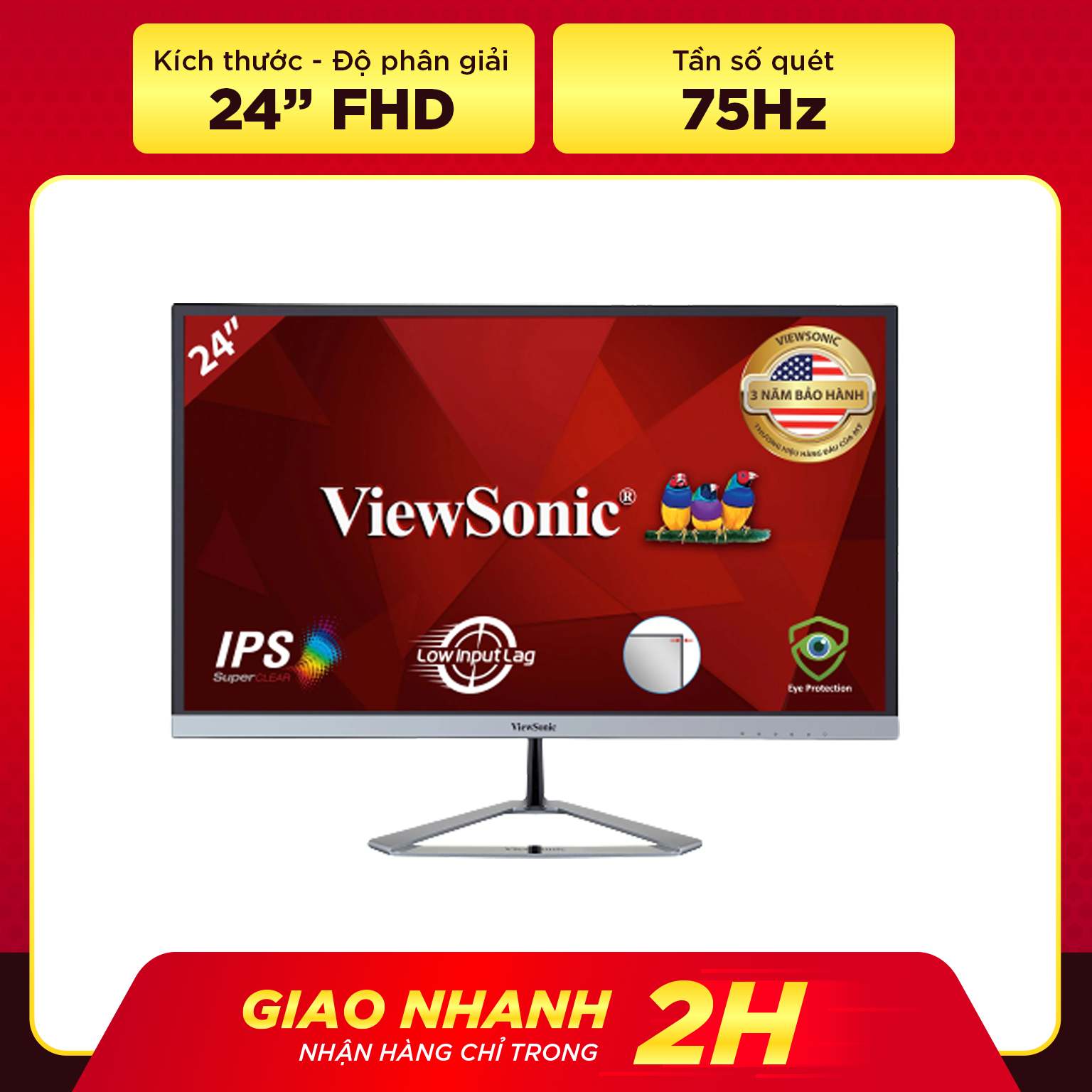 Màn hình siêu mỏng ViewSonic VX2476-SMHD giá rẻ – GEARVN.COM