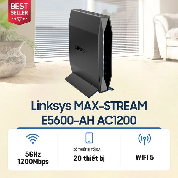 Bộ định tuyến WiFi 5 Linksys MAX-STREAM E5600-AH chuẩn AC1200