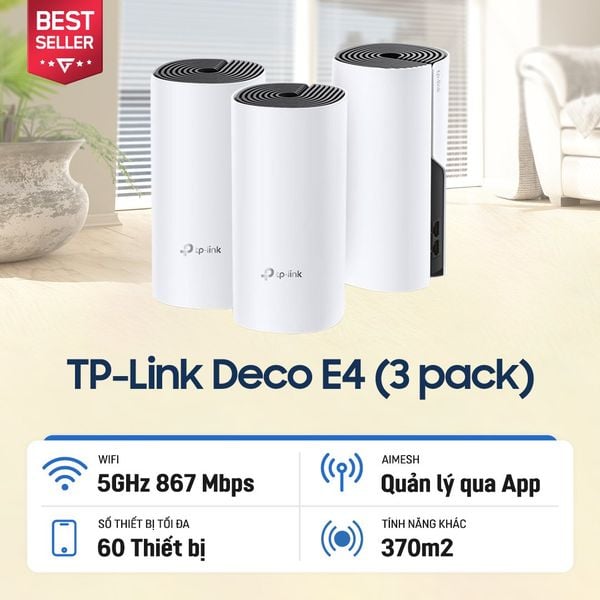  Thiết bị định tuyến Router TP-Link Wi-Fi Mesh AC1200 Deco E4 ( 3 Pack ) 