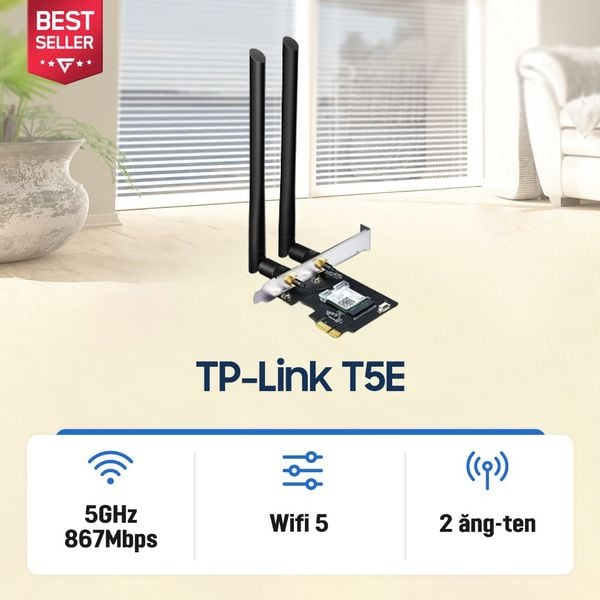  Card mạng WiFi 5 TP-Link T5E chuẩn AC1200 