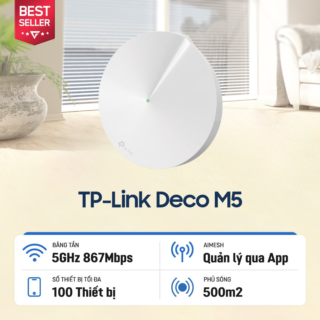Thiết bị định tuyến Router TP-Link Wi-Fi Mesh AC1300 Deco M5 ( 1 Pack )