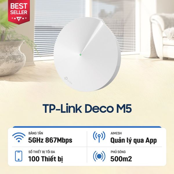 Thiết bị định tuyến Router TP-Link Wi-Fi Mesh AC1300 Deco M5 ( 1 Pack )