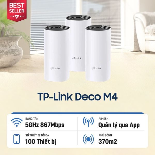  Thiết bị định tuyến Router TP-Link Wi-Fi Mesh AC1200 Deco M4 ( 3 Pack ) 