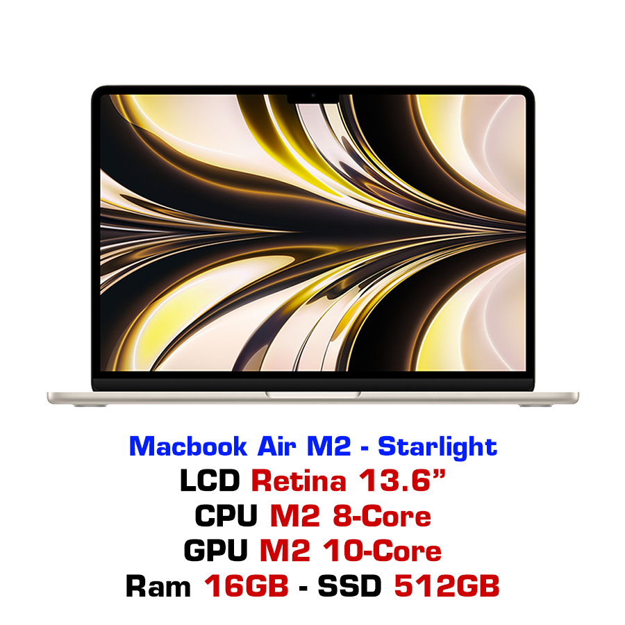 Macbook Air M2 10GPU 16GB 512GB - Starlight – GEARVN.COM
