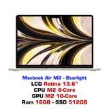  Macbook Air M2 10GPU 16GB 512GB - Starlight 