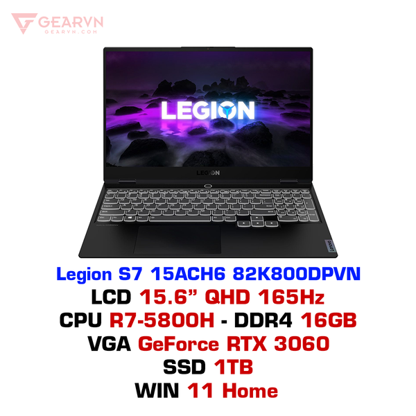  Laptop gaming Lenovo Legion S7 15ACH6 82K800DPVN 