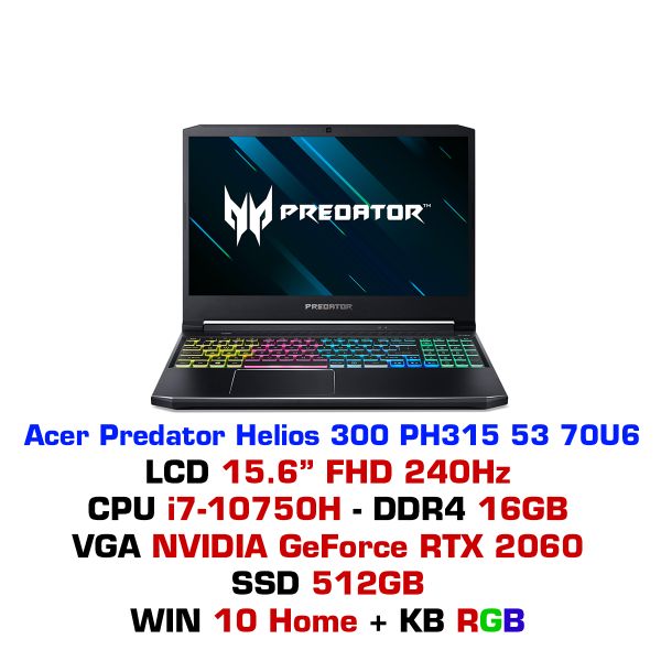  Laptop gaming Acer Predator Helios 300 PH315 53 70U6 