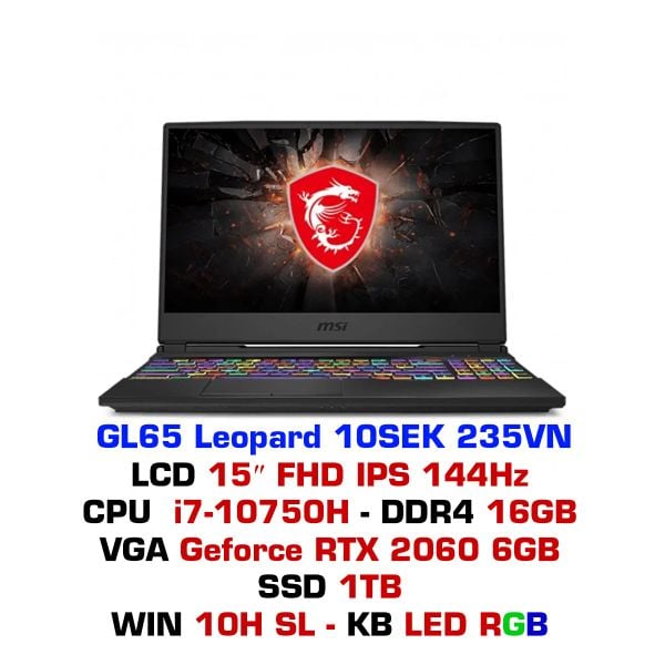  Laptop Gaming MSI GL65 Leopard 10SEK 235VN (per-key rgb) 