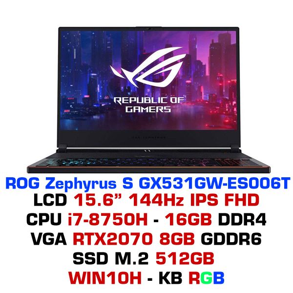  Laptop Gaming ASUS ROG Zephyrus S GX531GW ES006T 