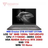  Laptop MSI Creator Z16 A11UET 217VN 