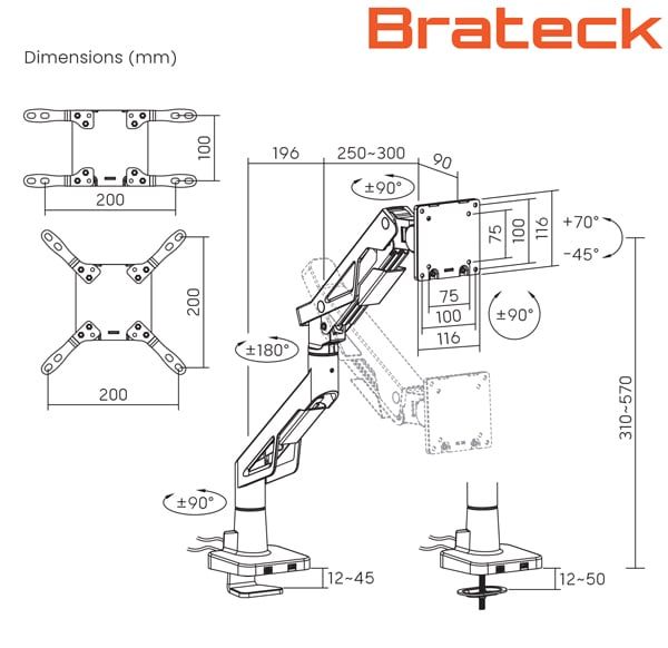  Giá treo màn hình máy tính Brateck LDT95-C012UC 