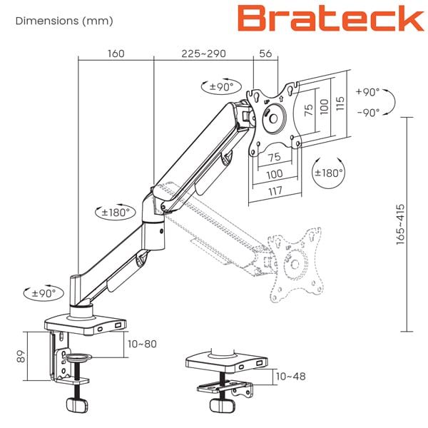  Giá treo màn hình máy tính Brateck LDT97-C012E 