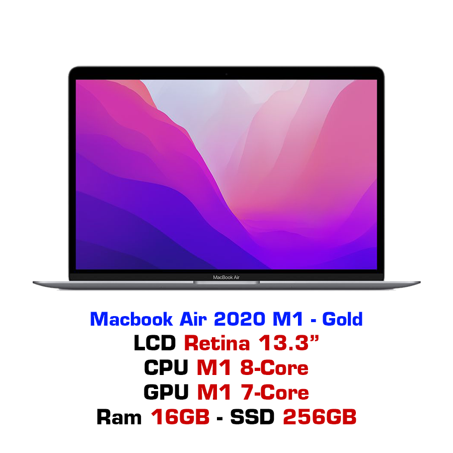 Macbook Air 2020 M1 7GPU 16GB 256GB Z12A0004Z - Gold – GEARVN.COM