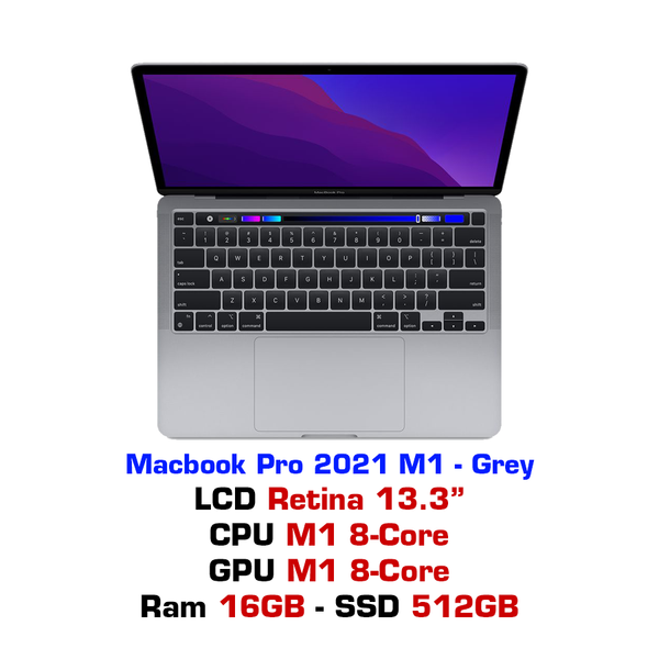  Macbook Pro 13 2020 M1 8GB 512GB MYD92SA/A - Grey 