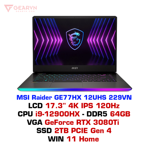 Laptop gaming MSI Raider GE77HX 12UHS 229VN – GEARVN.COM