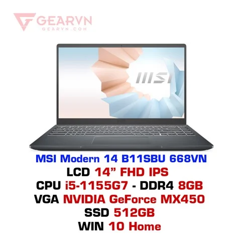  Laptop MSI Modern 14 B11SBU 668VN 