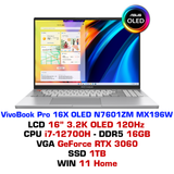  Laptop ASUS VivoBook Pro 16X OLED N7601ZM MX196W 