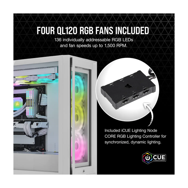  Vỏ máy tính Corsair iCUE 5000X RGB QL TG White (CC-9011233-WW) 