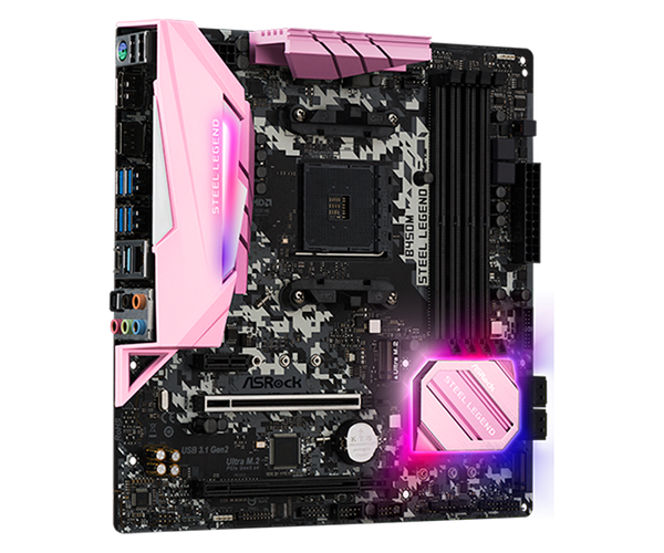  Mainboard Asrock B450M Steel Legend Pink 