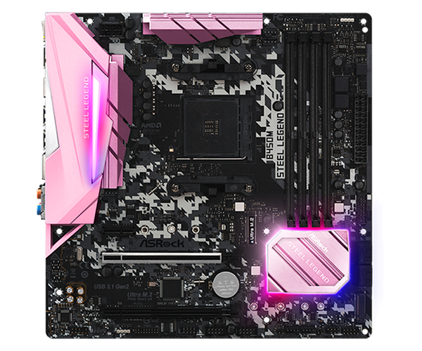  Mainboard Asrock B450M Steel Legend Pink 