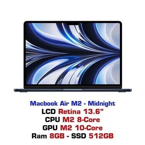  Macbook Air M2 10GPU 8GB 512GB - Midnight 