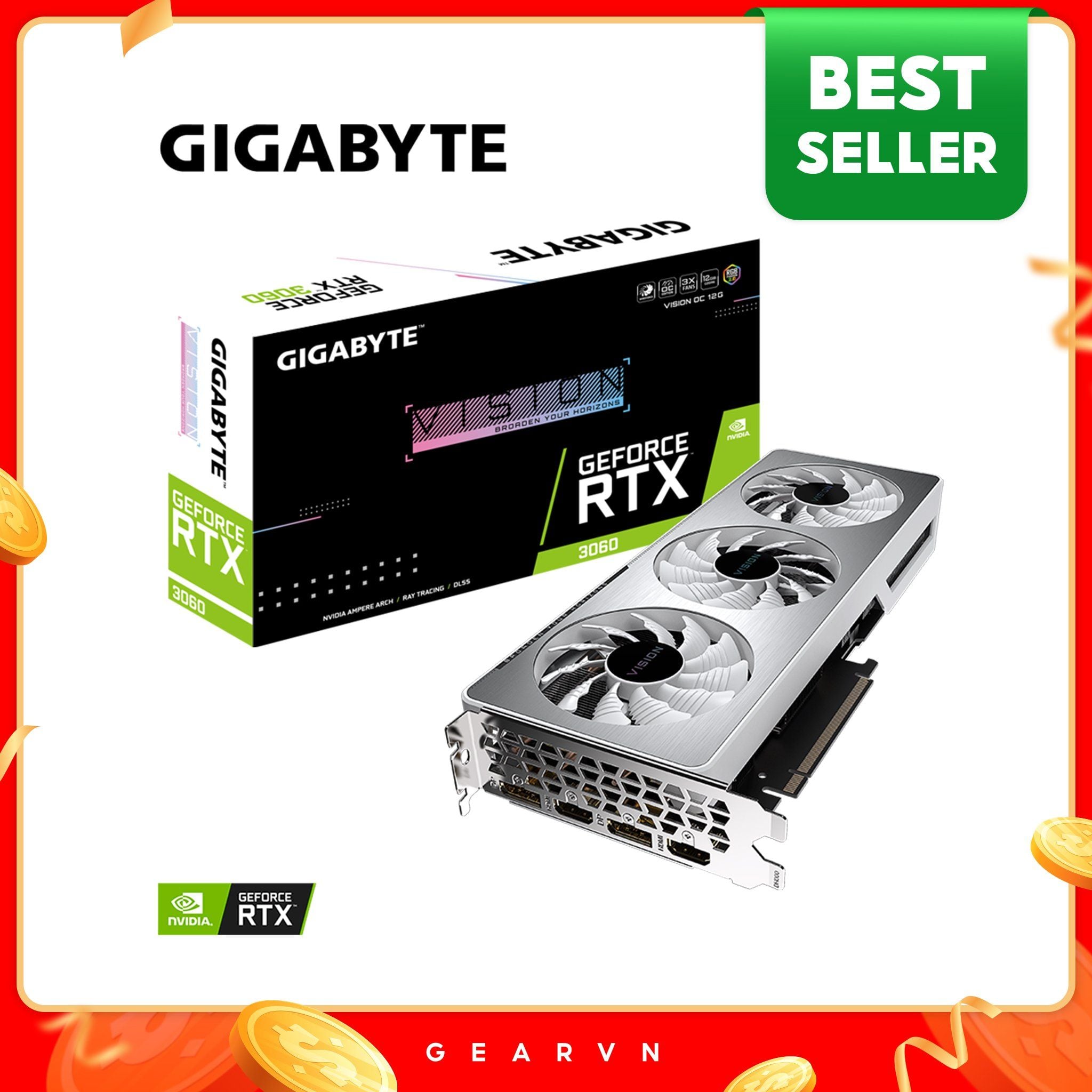  Card màn hình GIGABYTE GeForce RTX 3060 Vision OC 12G (LHR) (GV-N3060VISION-OC-12GD) 