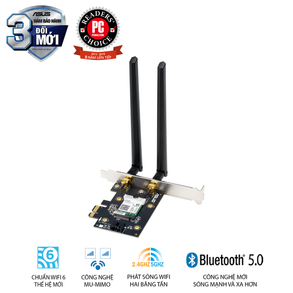  Thiết bị định tuyến không dây ASUS PCE-AX3000 Adapter PCI-E  AX3000 WiFi6 (Tray) 