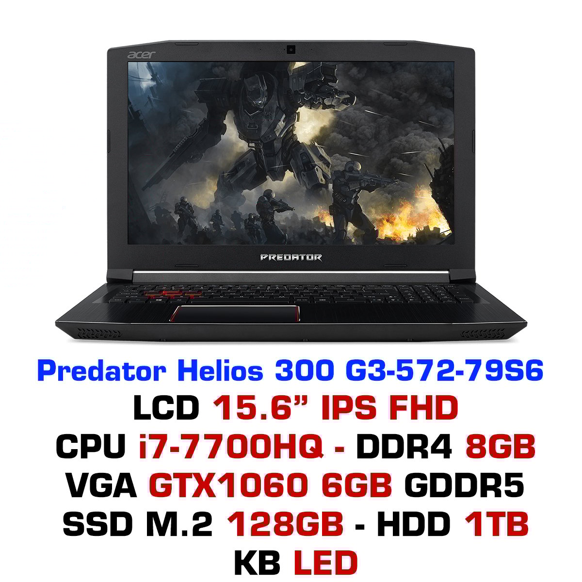 Acer Predator Helios 300 G3 572 79kl Laptop Gaming Acer Predator Helios 300 G3-572-79S6 NH.Q2BSV.002