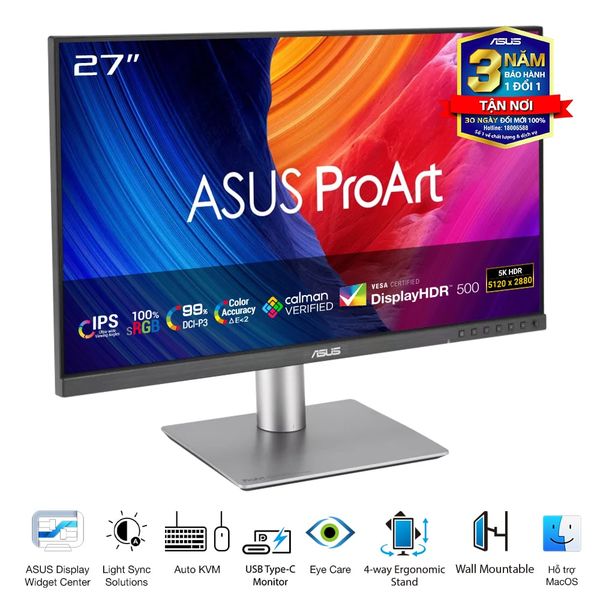  Màn hình ASUS ProArt PA27JCV 27" IPS 5K USBC chuyên đồ họa 