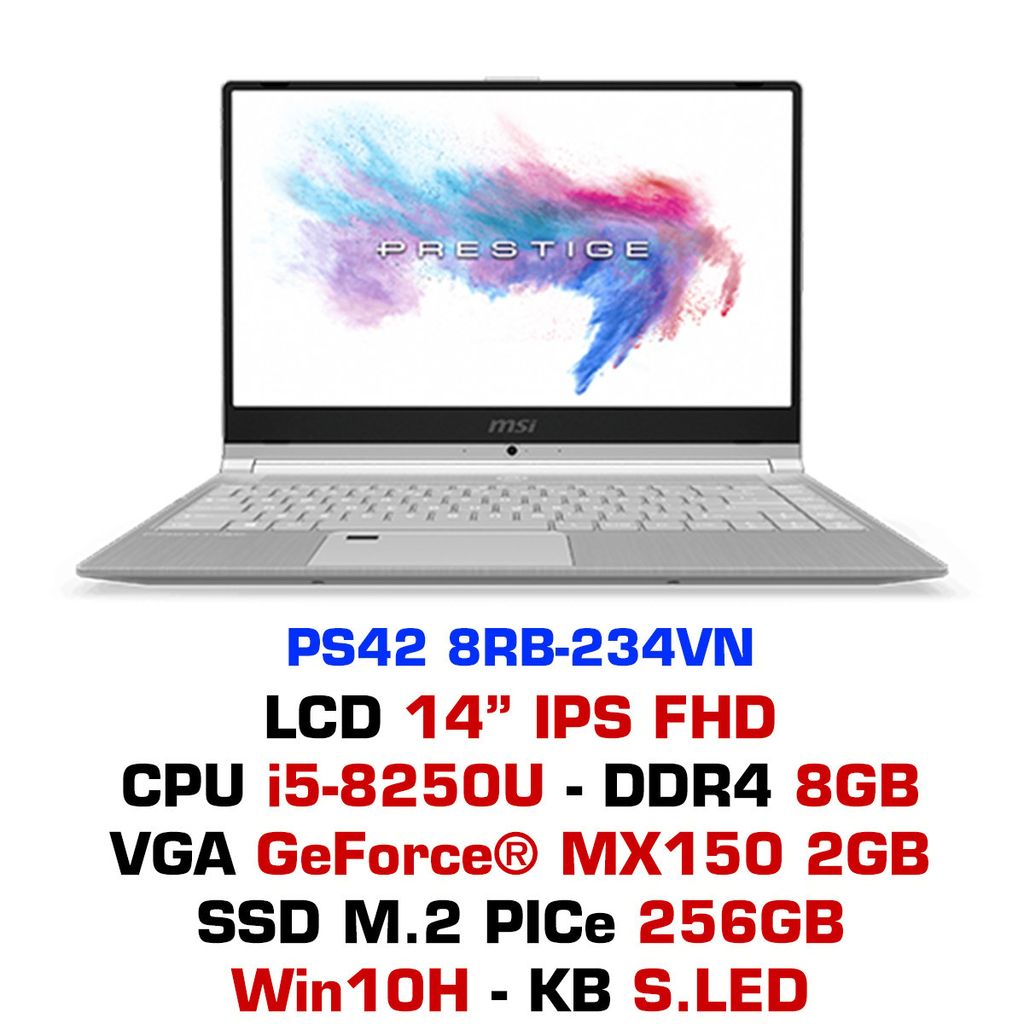Laptop MSI PS42 8RB-234VN i5-8250U/8GB-DDR4/14-IPS-FHD/GF-MX150-2GB0/2 ...