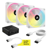  Bộ 3 quạt Corsair iCUE LINK QX120 RGB kèm iCUE LINK Hub White (CO-9051006-WW) 