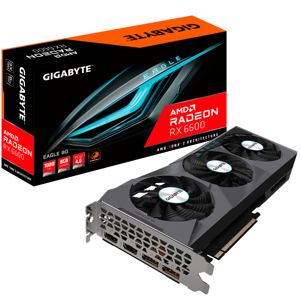 Card màn hình GIGABYTE Radeon RX 6600 EAGLE 8G (GV-R66EAGLE-8GD)