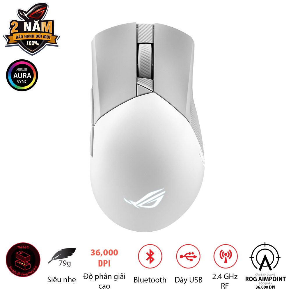 Chuột Asus Rog Gladius Iii Wireless Aimpoint White