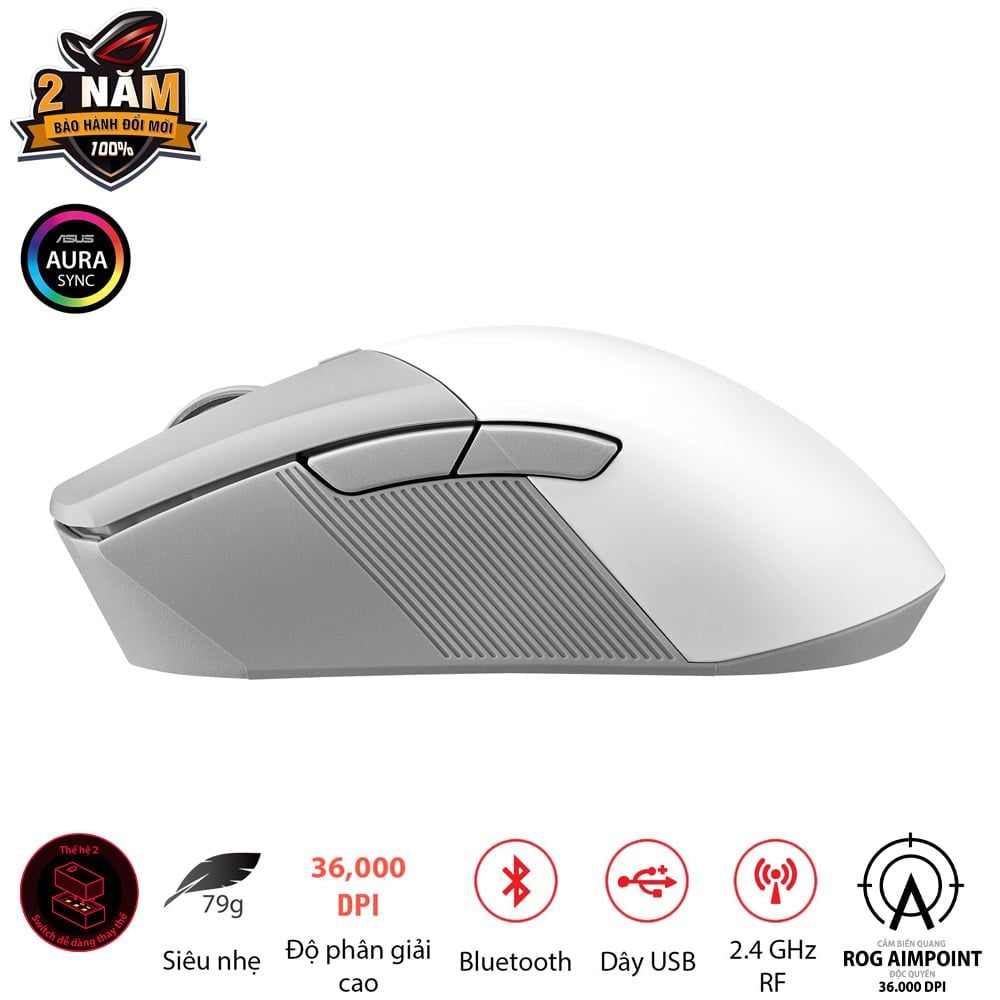 Chuột ASUS ROG Gladius III Wireless Aimpoint White chính hãng, giá