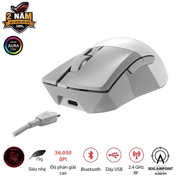  Chuột Asus Rog Gladius III Wireless Aimpoint White 