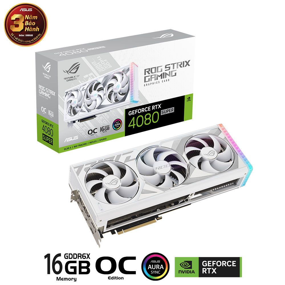 Card Màn Hình Asus Rog Strix Geforce Rtx 4080 Super 16Gb Gddr6X White Oc Edition