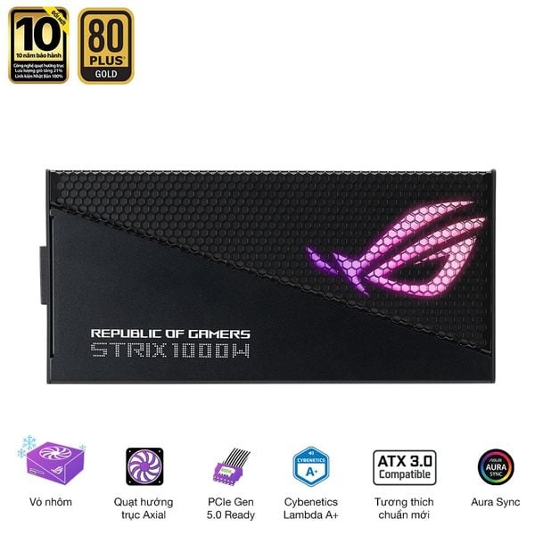  Nguồn máy tính ASUS ROG Strix 1000W AURA Edition - 80 Plus Gold - Full Modular (1000W) 